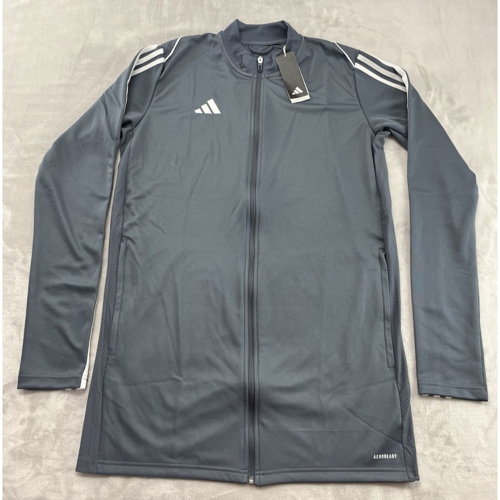 Adidas Track Jacket Mens Large Gray Tiro 23 League AEROREADY Soccer NWOT Defect
